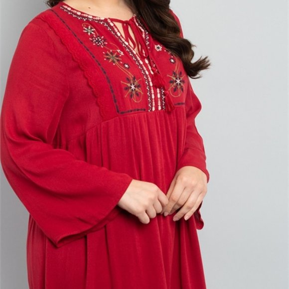 Red wine boho style dress - Picture 4 of 7